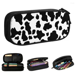 Bolsas de cosméticos Padrão de vaca Padrão de lápis Bolsa de caneta Animal Estudante de grande capacidade Supplies escolares Presente Lápisses