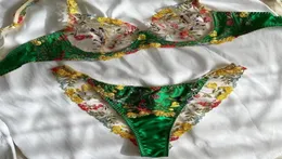 ブラスセットyimunancy 2ピースレースブラジャーセット女性刺繍緑色のパンティーアンダーウェアセクシーなランジェリーセットブラス7365575
