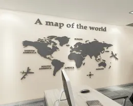 European Version World Map Acrylic 3D Wall Sticker för vardagsrumskontor Heminredning Värld MAP Väggdekaler Väggmålning för barnrum Y204709811