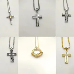 DY Designer Necklace Cross diamonds Pendant for Men and Women Personalized popular Jewelry 925 Silver Twisted gold Chain high quality dy Necklaces with Box