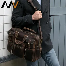 Maletines Mva Bolso de cuero Natural para hombre, bolso para portátil de 15 ", maletín de cuero Crazy Horse, bolsos de negocios para hombre, bolso para portátil Vintage 8812