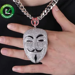 Iced Out Pendant Hip Hop Jewelry Luxury Designer Halsband Mens Cuban Link Chain Pendants Bling Diamond Mask Charm Rapper Fashion A259p