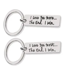 Custom Couple Jewelry Keychain LOVE YOU MORE THE END I WIN Stainless Steel Charm Keyring Valentines Day Gift Husband Wife Gift2573612