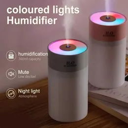 Luftfuktare Mini White Ultrasonic Air Firidifier Romantic Light USB Essential Oil Diffuser Car Purifier Aroma Anion Mist Maker 260 ML