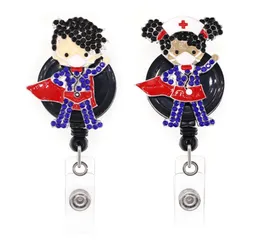 New Arrival Key Rings Superhero BoyGirl Crystal Rhinestone Retractable Working ID Holder Medical Nurse Badge Reel6407073