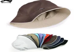 Plain Solid Bucket Hats Män reversibla två sidor kan bära 100 Cotton Sun Bob Cap Comfort Fisherman Hat 2205074907629