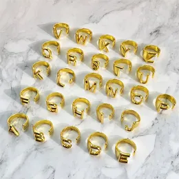 Modeschmuck Kupfer roségold Silber Accessoires INS Star desselben Absatzes 26 Englische Buchstaben glatt offener Ring für Frau309K