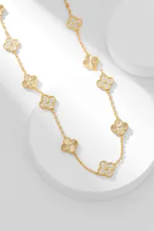 prata 18k ouro luxo trevo designer pingente colares marca feminina 20 flores folhas longa cadeia elegante camisola de inverno casaco colar jóias de casamento