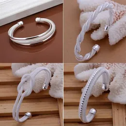 Promotion Fashion 4 Kinds Women's 925 Silver Bangle Bracelets Jewelry Mix 4 Style 925 Silver Shining Women's Bangle Brac269q