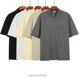 W5bh 2024 Nuevas camisetas de hombres y mujeres Marca de moda de la calle norteamericana Fears Essentialt-shirt Feel Line Reflectante Letra suelta Polo Camisa de manga corta