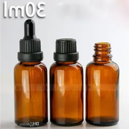 Kostenloser Versand 440pcs/Los 30ml Glas Tropfen leere Flaschen Bernsteinglas Ejuice Flaschen ätherische Ölflaschen Sorte Kappen und Spitzen -Tropfen DXJW