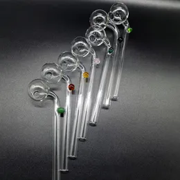 14 cm gebogene Glasölbrennerrohrkugel OD 30 mm Röhrendurchmesser 10 mm mit gekrümmter Halterung verschiedener farbiger Balancer Pyrexöle Brenner Wasserhandrohre Bubbler