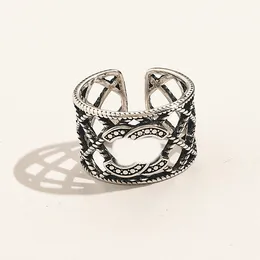 Marca de moda designer anel carta banda anéis cristal strass amor anéis para mulheres anel de noivado