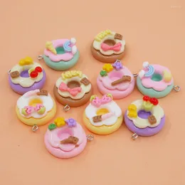 Charms 10pcs 26 23mm Donut Harz für Schmuck DIY Women Ohrringe Halskette Anhänger Mode Keychain Accessoires Dekoration