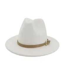 2020 automne hiver femmes hommes laine feutre Panama chapeau Jazz Fedora melon chapeaux ceinture boucle décor à bord plat Cowboy Trilby Hat1920749