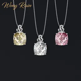 Wong Rain Romantic 100% 925 Sterling Silver stworzyło moissanite cytrynowy szafir szlachetny Naszyjnik