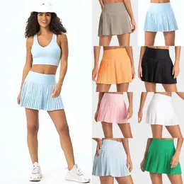 Lemon Yoga Saias plissadas Roupas Tênis Golf Shorts esportivos com bolso interno Leggings femininas Calças respiráveis de secagem rápida Correndo Exercício Fitness Roupas de ginástica