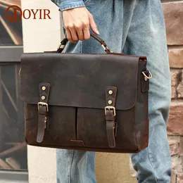 Портфели Joyir Мужской портфель Винтаж Crzay Horse Leather Leather Messenger Sag Sage для 15,6 дюйма для ноутбука бизнес -кабинет сумочка новая новая