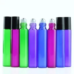 Le bottiglie a rulli in vetro colorate più economiche più recenti da 10 ml sul mercato !!! Purple verde rosso blu da 10 ml in acciaio inossidabile bottiglie di profumo libero d cpka