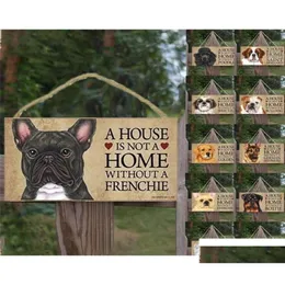 Hundtagg -ID -korttaggar Rectangar Trästillbehör härliga vänskap djurskylt plack rustik väggdekor hem dekoration hhc214 dhujq