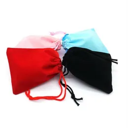 100pcs 5x7cm Velvet Praques Bolsa Bolsa Bolsa de Jóias Bolsas de Bolsas de Presente Bolsas Pretas Vermelhas Pink Blue 4 Colors335n