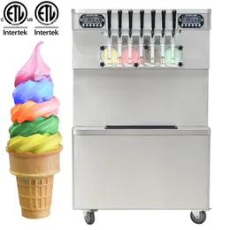 Kolice ETL Sertifikası Ticari 7 Teşer 4+3 Karışık Yumuşak Servis Dondurma Makinesi Atıştırmalık Makinesi, Tam Transperant Dispenser, Üst Tanklar Soğut