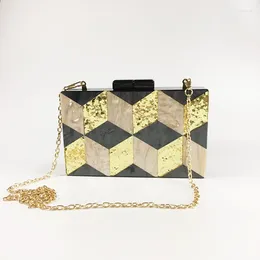 Waist Bags Cross-border Foreign Trade Style Female Bag Retro Sequin Dinner Geometric Plaid Stitching Clutch Dress