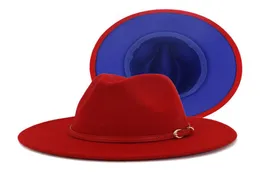 Vermelho amarelo retalhos panamá fedorahat algodão poliéster dois tons cor jazz fedora chapéu para mulheres masculino festa mostrar festival de música 5229479