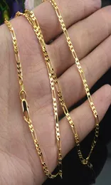 10pcs Gold 2MM Size Figaro Necklace 1630 Inches Fashion Woman Jewelry Woman Simple sweater chain jewelry Factory can be cus9520046