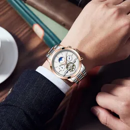 Zegarek Orkina Tourbillon Mechaniczna faza księżycowa Watchy Watchy Tydzień Kalendarz typu luksusowy zegarek zegarek ze stali nierdzewnej wodoodporne