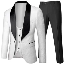 Jackets Banquet Feather Eming Process Designer Blazer Jacket Pants Vest / Men's 2023 New Suit Coat Waistcoat Trouser 3 Pcs Dress Set