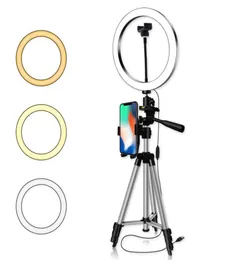 162026cm Pography Dimmable LED Selfie Ring Light YouTube Video Live Live 5500K PO Studio Light with電話ホルダーUSB Plug3465332
