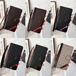 iPhone 15 Plus의 최고 패션 꽃 편지 전화 케이스 14 14Pro 13 13Pro 12 Pro Max Leather Wallet Flip Pouch 케이스 전체 보호 자석 커버 iPhone14