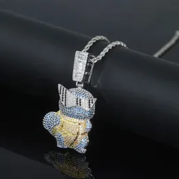 Iced Out Bling Cz Cute Turtles Pendant Necklace Micro Pave Cubic Zircon Mens Fashion Hip Hop Punk Jewelry196D
