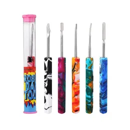 Rosin Dab Tools Ferramentas de aço inoxidável Alça quadrada Creme Dabber de óleo de cera para seco Heb Wax Atomizador Dab Pen Tool com embalagem de tubo de plástico