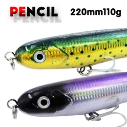 연필 낚시 루어 침몰 220mm 110g 큰 게임 인공 하드 미끼 20 개 고리 참치 바다 미끼 Stickbait wobblers 231225