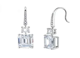 Dingle ljuskronor mode kristall square droppörhängen lyxiga bländande s925 silver smycken för kvinnor bröllopsfest valentine02586910