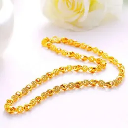 Anhänger Real 18k Gold Hollow Perlen Halskette Feiner Schmuck reine 999 Anhängerkette Echt fest für Frauen Hochzeit Luxusgeschenke