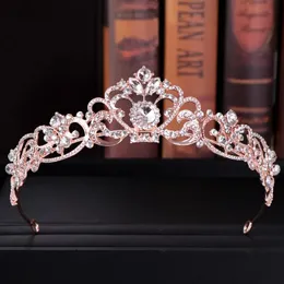 Jewelry AiliBride Rose Gold Crystal Wedding Crown Tiara For Bridal Headpiece Princess Diadema Women Wedding Hair Jewelry Accessories J0121