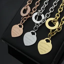 Newest design Chunky O T chains Heart charms pendants Necklace Titanium Steel excellent quality collar300S