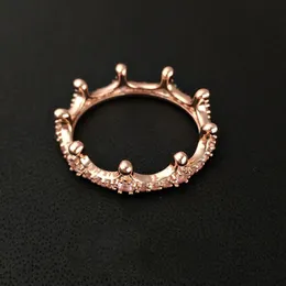 Whole-Fashion 18K Rose Gold Ring Set Set для оригинальной коробки для 925 Silver Cz Diamond Women Wedding Rings291s