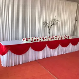 10ft20FT Length Table Cloth Skirt With Colorful Swag Drape Ice Silk Fabric Skirting Wedding Party Event Decoration 231225