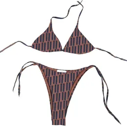 Conjunto de Bikini de diseñador para mujer, traje de baño con estampado de letras, traje de baño Sexy con espalda descubierta y vendaje acolchado, traje de baño de cintura baja de verano