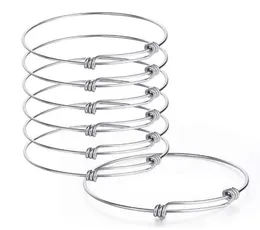 5 pçs fio de aço inoxidável em branco pulseira expansível charme pulseira duplo loops estilo para diy jóias fazendo q07172881083