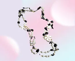 Feminino correntes longas em camadas pérola frisado colar colares de moda número 5 flor festa jóias2225114