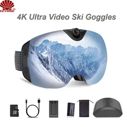 Óculos de sol 4k ultra vídeo skisunglass óculos câmera com super 1080p 60fps gravação de vídeo antifog snowboard uv400 lente de proteção