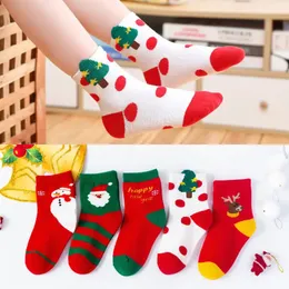 5 Paar Kinder-Weihnachtssocken Herbst und Winter Baumwolle Cartoon Jungen Mädchen Baby Kindersocken 1-12 Jahre 231225