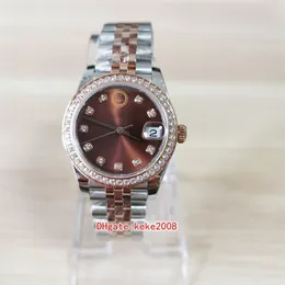 Relógios de pulso femininos BPF 278381RBR 278381 31 mm mostrador de diamante marrom dois tons 316L pulseira jubileu luminescente safira automática me209H