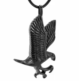 Lkj10077 colar de urna memorial de águia preta, material de aço inoxidável, joia cromada para animais de estimação, urnas funerárias, medalhão de cinzas 5727885