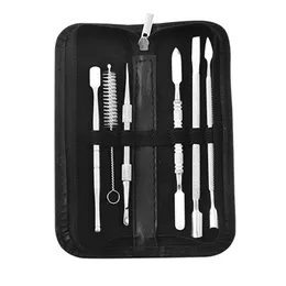 Stainless Steel Accessories Bag Packaging Dab Tool Kit for Dry Herb Pen Digging Wax Atomizer Pick Tools Brush Glass Cleaner Dabber Starter Kits